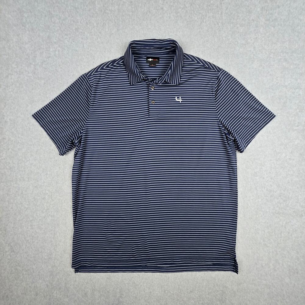 Short Par 4 Mens XL Navy Stripe Short Sleeve Polo Golf Shirt